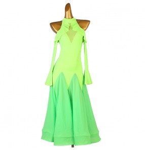 Neon Green Competition Ballroom dancing dresses for girls kids adult professional ballroom waltz tango foxtrot performance long gown for female